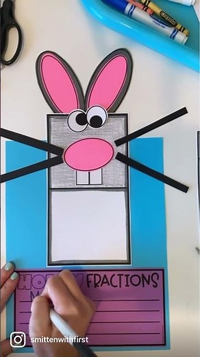 Fractions for Kids, Bunny Rabbit Math Craft for 1st Grade 2nd Grade #teacher