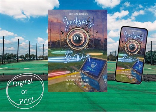 Top Golf Party Invite| Golf Themed Invitation | Teen Golf Party Invite | Golf Birthday | Editable Number Invite | - Etsy