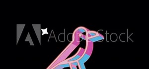 Bright crow icon is jumping merrily. Retro style. Alpha channel black. Looped from frame 120 to 240, Alpha BW at the end