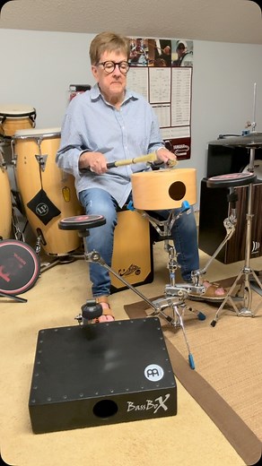Some Sunday Cajon’ fun with a LP snare Cajon’, a Meinl Bass Cajon’, and Evan’s dB1 low volume hi-hats and ProMark Broomsticks. | Dorothea Jose Taylor