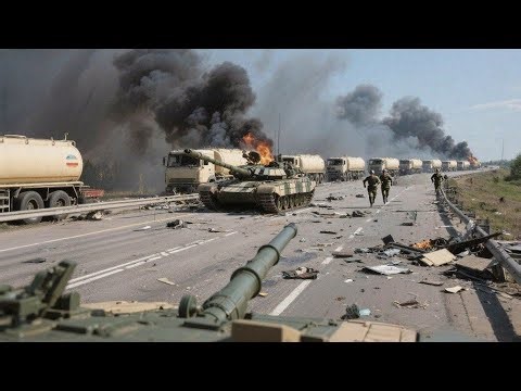 3 Hours ago! 300 US oil trucks destroyed by Russian T-90 tanks on the border