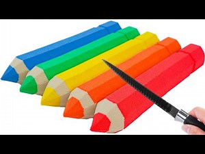 Satisfying Video | How To Make Rainbow Pencil Crayons From Kinetic Sand Cutting ASMR | Magic Sand B