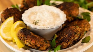 It's Meatless Monday! Get these babies on your table in 20 minutes. Delicious chickpea patties that can be turned into vegan burgers are loaded with flavor and nutritious too. I made mine with leftover chickpea stew but, canned chickpeas can be used too. Grap the recipe link in the comments section and enjoy! | Dimitra's Dishes