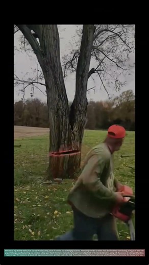 Cutting Tree Near the Field cutting trees – One Trunk Two Branches Perfectly Fell
