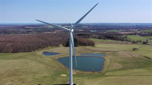 VIDEO: Drone over Madison County wind farm
