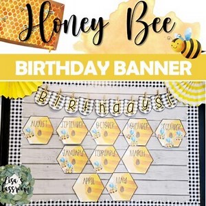 Honey BEE Birthday Chart | Editable | Classroom Decor | Banner and Board