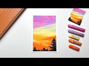 오일파스텔 초보를 위한 쉬운 노을 풍경화🎨 | Oil pastel drawing for Beginner