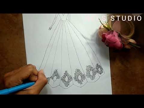 How to draw a wedding gown | Fashion illustration drawing