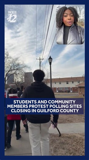 NC A&T students and community members marched to the Old Guilford County Courthouse to protest after learning their campus would not serve as an early voting site in the primary election. WXII's Bethany Cates has more on the scene. Watch WXII 12 News at 6, 10, and 11 to learn more. | WXII 12 NEWS