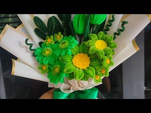 Green Fuzzy Wire Flower Bouquet
