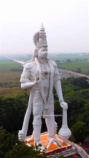 Share it on your story for Hanuman Jayanti 🙌 Paritala Anjaneya Temple is a temple residing a statue of Bhagavan Hanuman. The status of this statue being the second tallest one dedicated to Bhagavan Hanuman in the world has been replaced by another statue located at Manav Bharti University, Solan, with a height of 155 ft and 2 inches. 📸 Shot : @djiglobal mavicmini2 ❌ Do not repost without consent. 🫶🏻 Story share is appreciated. #vijaywada #paritalahanumantemple #dronephotography #hanuman #han
