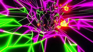 Flying through a fantastic neon tunnel. Infinitely looped animation