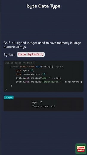 The byte Data Type in Java