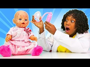 Baby doll is sick! Baby Born doll health routine & baby dolls videos for kids.
