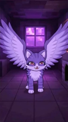 Purple winged cat a little Minecraft cat clip.￼