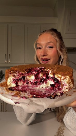 Triple Berry Upside-Down No-Bake Cheesecake