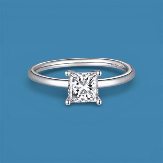Princess Cut 1ct Moissanite Diamond S925 Silver Ring, - Etsy