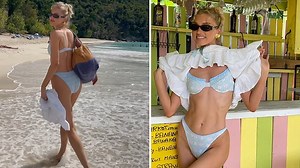 Elsa Hosk enjoys a fun and flirty bikini day by the beach