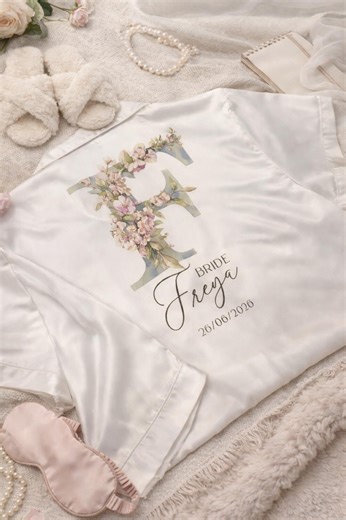 Soft Satin Bridesmaid Pjs - White Satin Bride Pjs - Etsy