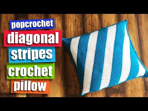Crochet Pillow for Beginners, Diagonal Stripes Crochet Pillow