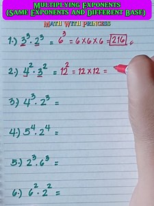 8.8K views · 165 reactions | Multiplying Exponents ( Same Exponents and Different Base) #math #mathwithprincess #mathviral #mathlessons #mathematics #mathreview #mathtricks | Math with Princess | Facebook