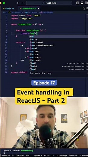 Event Handling in ReactJS - Part 2 😎 #reactjstutorial #reactjs