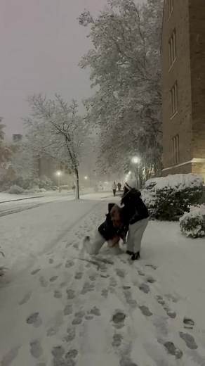 Baby's First Snow Experience at Notre Dame