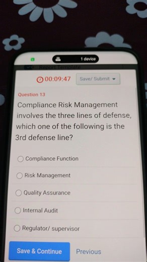 Compliance Risk Management involves the three lines of defense,... | Filo