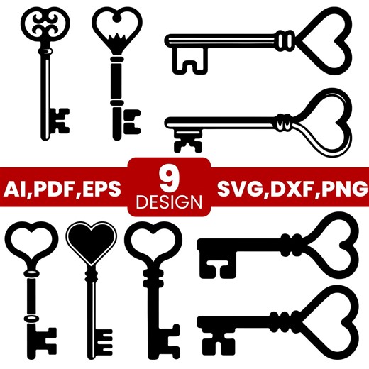 Heart Skeleton Keys SVG Bundle, Vintage Antique Clipart (digital Download) - Etsy