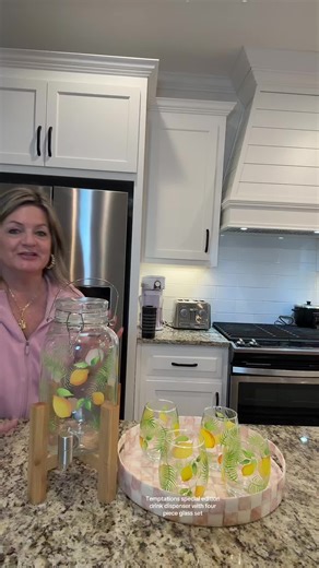 Temptations, special edition, drink dispenser, and four piece glass set. #partyessentials #temptations #drink