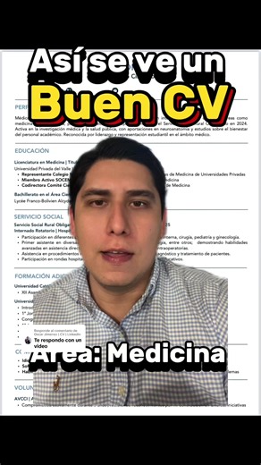 Un buen CV sin experiencia para el área de la salud. 📲 Déjame tu carrera en los comentarios y te muestro un CV adaptado a tu área 📲 Y si querés que hagamos tu CV, escribime al enlace de mi perfil #cvprofesional #currículum #sinexperiencia #medicina #búsquedalaboral