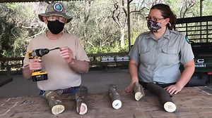 1.2K views · 55 reactions | Someone recently asked if we could do a tutorial on how to make our little hanging log feeders. Well, ask and you shall receive! Park Host Larry Luff shows Ranger Kat the simple steps to making a feeder! Enjoy! (PS: We apologize for the wind in the background!) | Estero Llano Grande State Park | Facebook