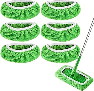Reusable Wet Pads for Swiffer Sweeper Mop - Dry Sweeping Cloths & Wet Mopping Cloths for Household Cleaning - Washable Microfiber Pads for Mopping Floors - 6 Pack (Mop is not Included)