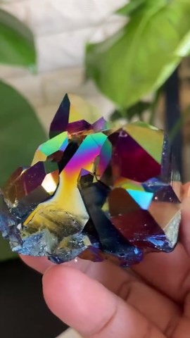 Rainbow Aura Quartz Cluster, Large Crystal Display Specimen Metallic Quartz Point, Healing Crystal Decor- 118grams ( 4.19oz ) - Etsy