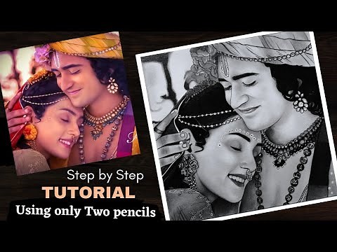 Radha Krishna Drawing | Sumedh and Mallika Radha Krishna Drawing step by step