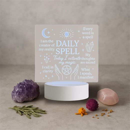 Engraved Witch Altar LED Lamp, Daily Ritual, Wiccan Pagan Decor - Etsy