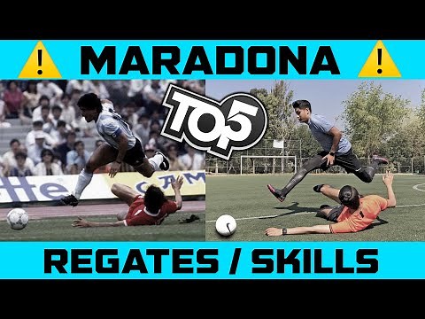 TOP 5 LOS MEJORES REGATES & SKILLS DE MARADONA / Aprende estas increíbles jugadas de FUTBOL SOCCER!