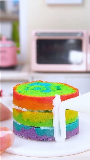 Mini Cute Rainbow Cake🌈 Satisfying ASMR | Mini Cake #shorts #asmr #miniature #minicake