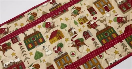 Christmas Santa Quilted Table Runner, Folk Art Design (17" X 41") - Etsy