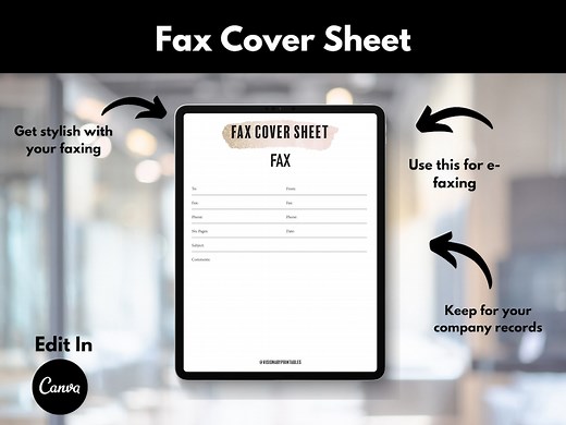 Elegant Feminine Fax Cover Sheet: Printable Canva Template (instant Download, PDF File 8.5x11) - Etsy