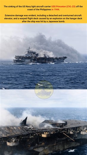 Sinking of the US Navy light aircraft carrier USS Princeton (CVL-23) off the coast of the Philippines in 1944. 🙏⚓🇺🇸 | Global Military History