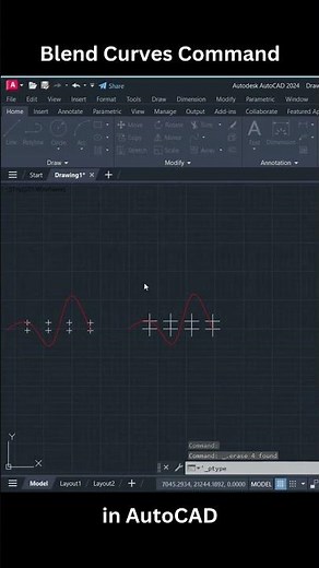 Blend Curves Command in AutoCAD #shorts