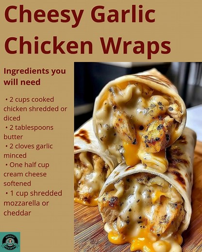 🌯 Cheesy Garlic Chicken Wraps 🧀 Creamy garlicky and loaded with melty cheese these quick wraps make the perfect cozy bite. ✨ Main Ingredients: • Chicken • Cheese • Garlic and cream cheese Full cozy wrap recipe in C.o.m.m.e.n.t.s 💬👇 | Kinsley Recipes