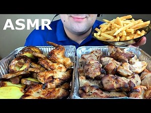 ASMR GRILLED BBQ PARTY (PORK, CHICKEN BARBECUE, FRIES & CHAMPIGNON) MUKBNAG *EATING SOUNDS*