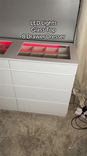 Stunning 8 Drawer Dresser with LED Lights for Your Bedroom