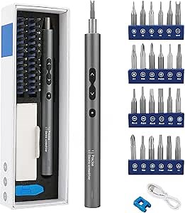 Electric Precision Screwdriver Set 28 in 1 Mini Cordless 3.6V Rechargeable Power Screw Driver with 3 LED Light and USB Charging Cable for Home Improvement DIY