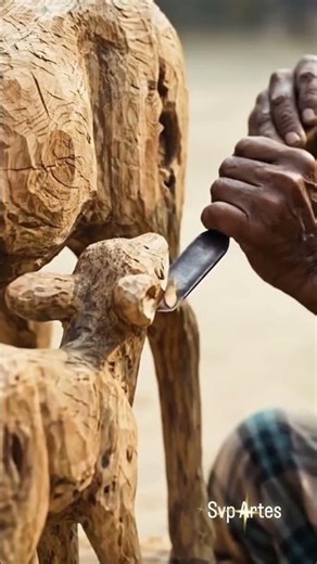 Arte digital em madeira representando a fauna e o vínculo materno 🤍