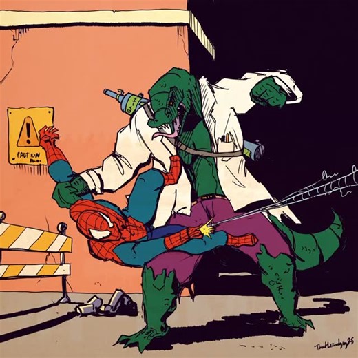 Spider-Man vs. Lizard (Repost)! . . #art #spiderman #marvel #comics #thelizard #fanart | Charles Lizard-guy