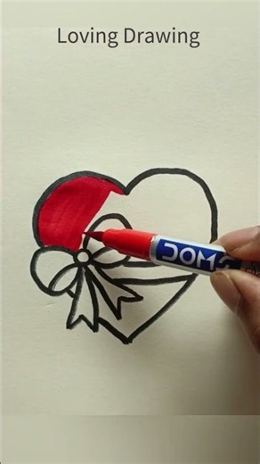Easy Heart Drawing ❤️ with Ribbon | Step by Step | #shorts