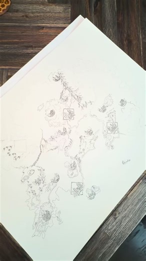 The fantasy map so far! I added in the prep work for the massive jungle and the jungle city so I could be ready to draw in my marker tomorrow! #dungeonsanddragons #dnd #dndtiktok #fantasymap #fantasyart
